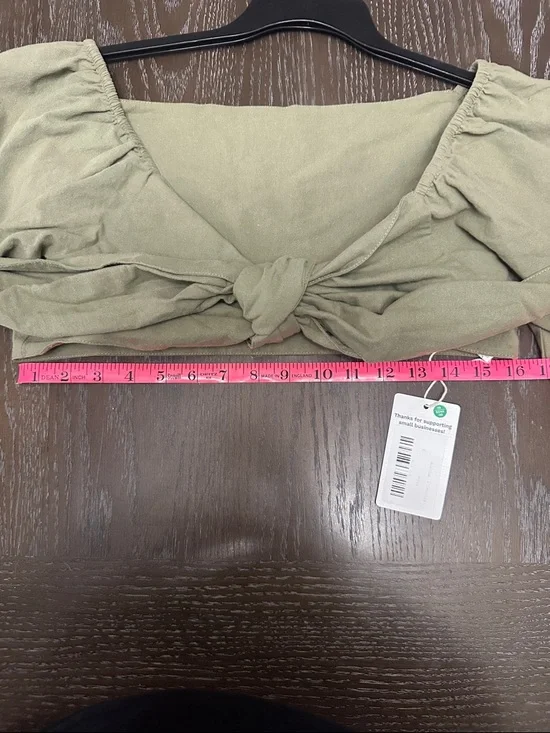 High-Waist Paperbag Shorts in Olive Green - Women's High Rise Shorts - Picture 2 of 5
